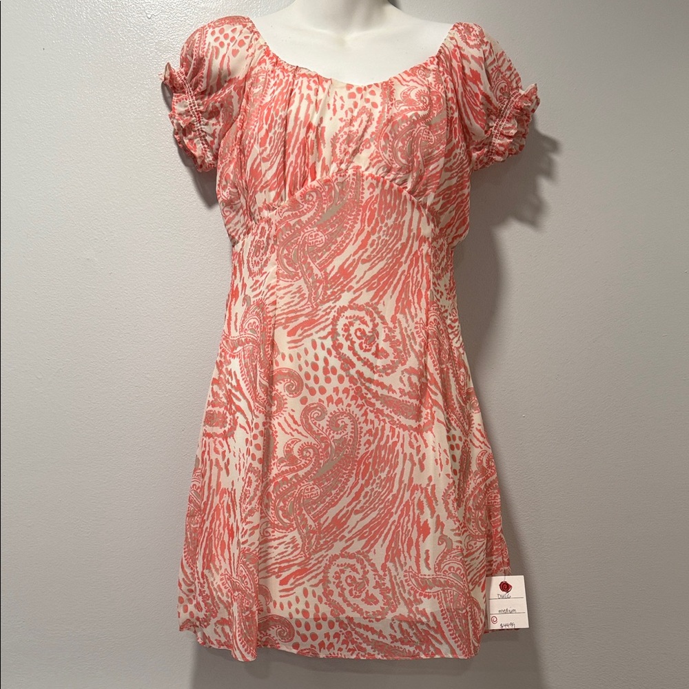 Sage Coral Patterned Mini Dress